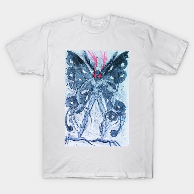 Creepy Mothman Mixed Media Drawing T-Shirt by saradaboru